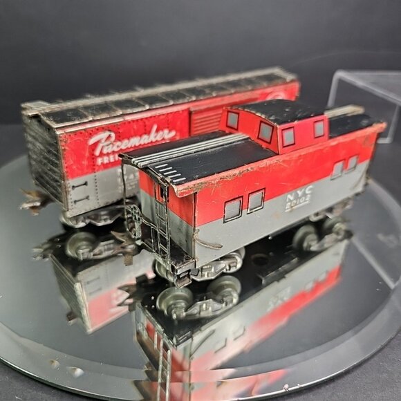 Marx O GaugeFreight Car And Caboose Pair Tin Train Vintage Railroad Made In USA - Picture 12 of 16